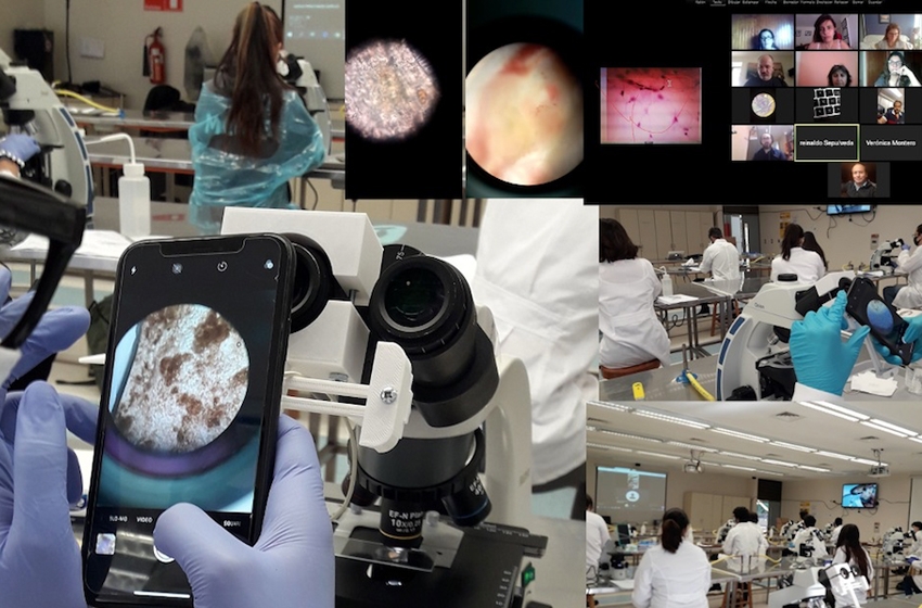 Protolab fabricó 200 soportes para microscopios que permiten proyectar las muestras con el celular